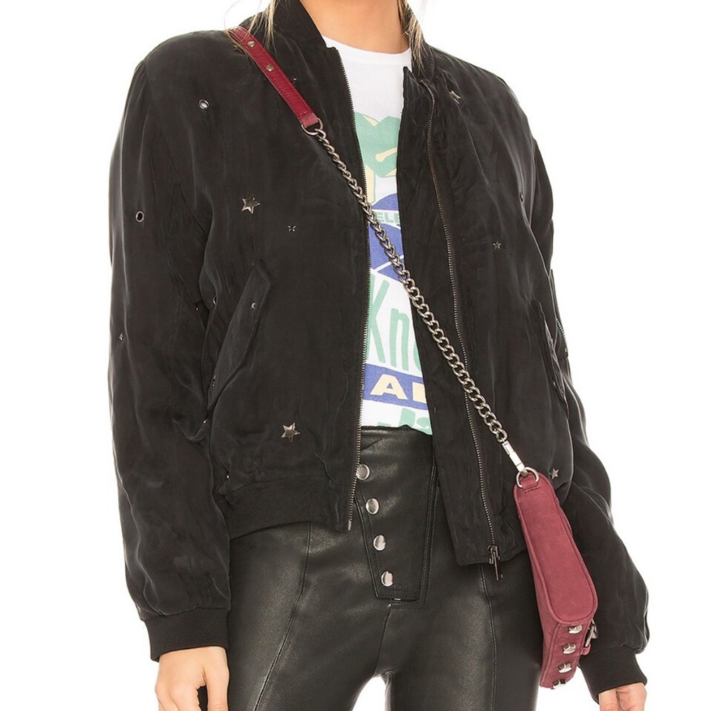 Rails Ace Bomber Jacket in Black & Studded